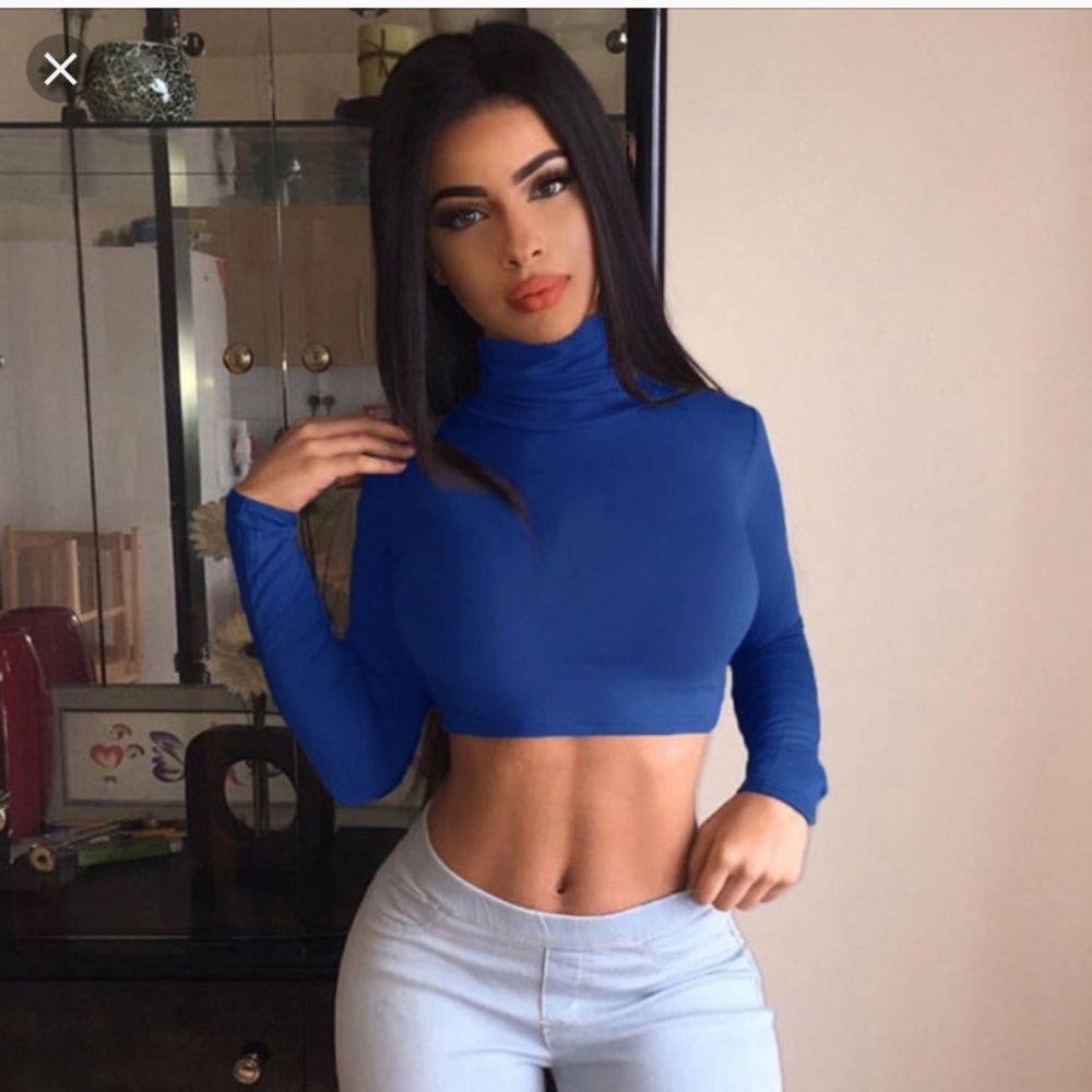 Royal blue turtleneck